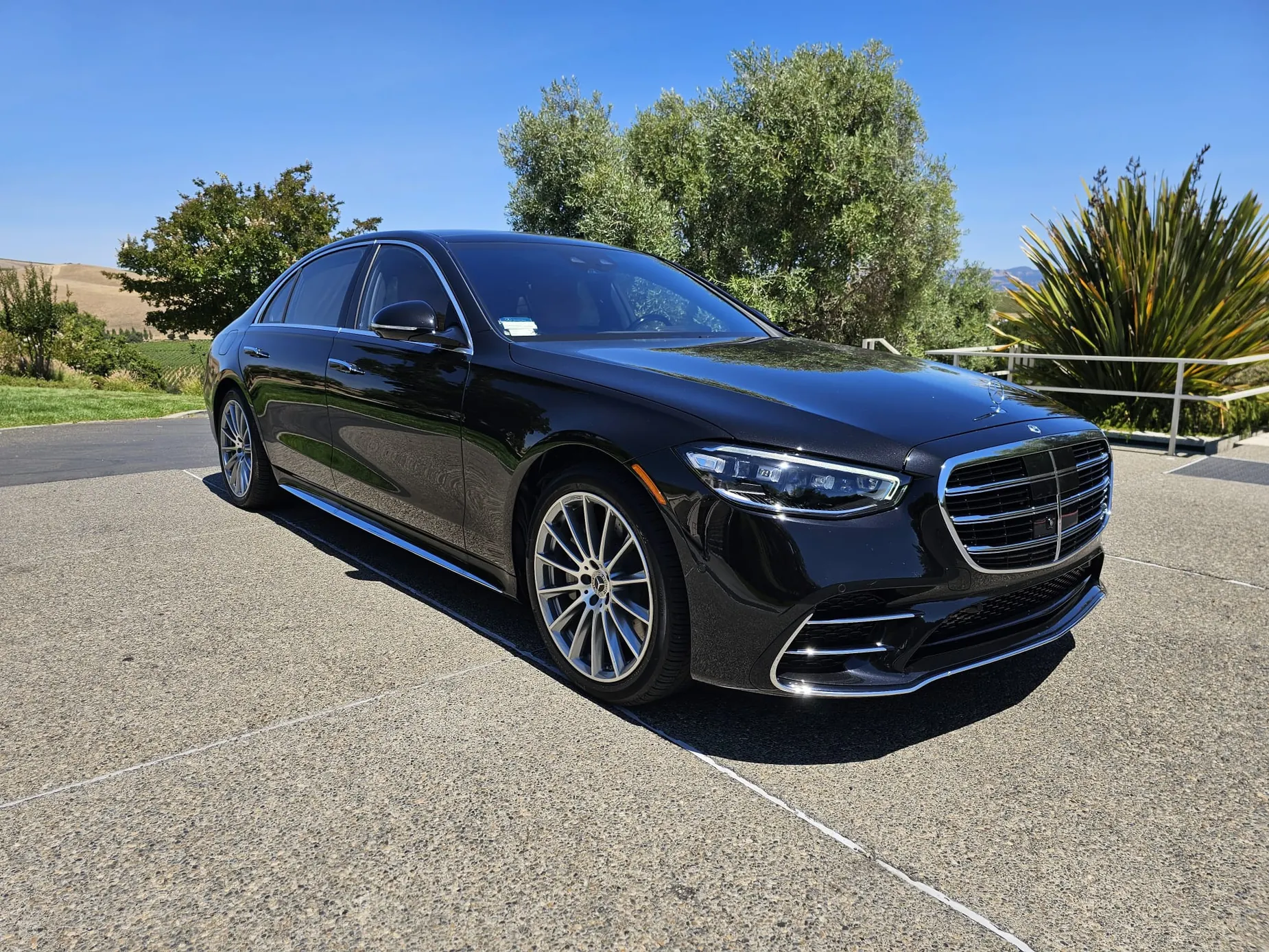 Black Mercedes-Benz S-Class sedan outdoors